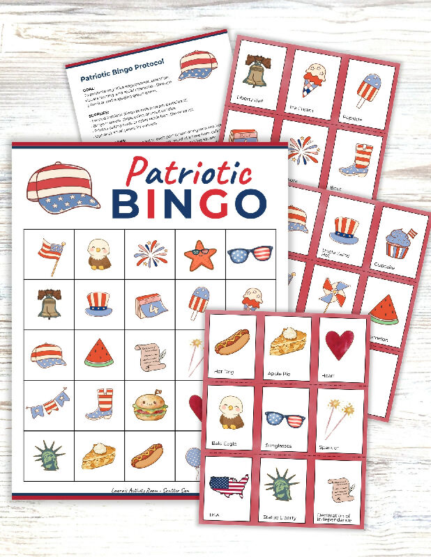 Patriotic Bingo Game with 30 Boards, Calling Cards, Implementation Pro ...