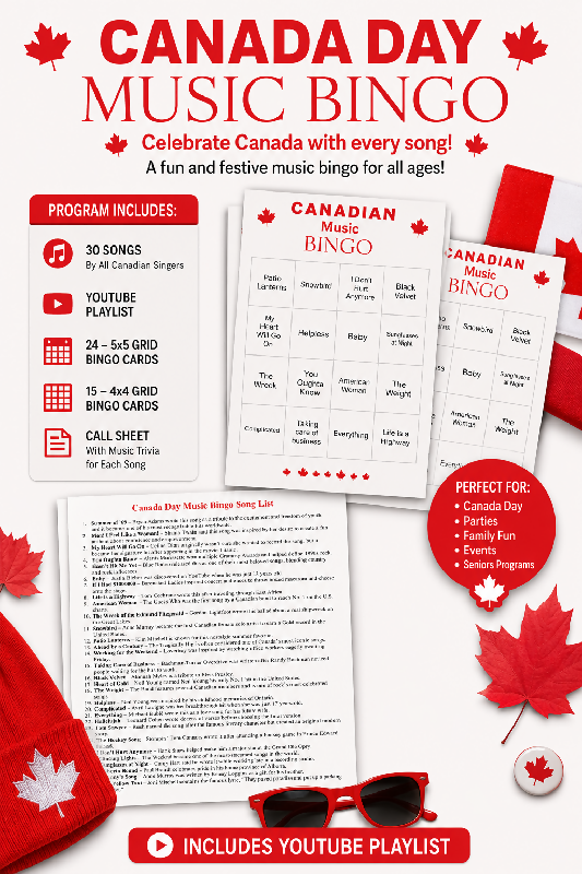 Canada day music bingo program for seniors