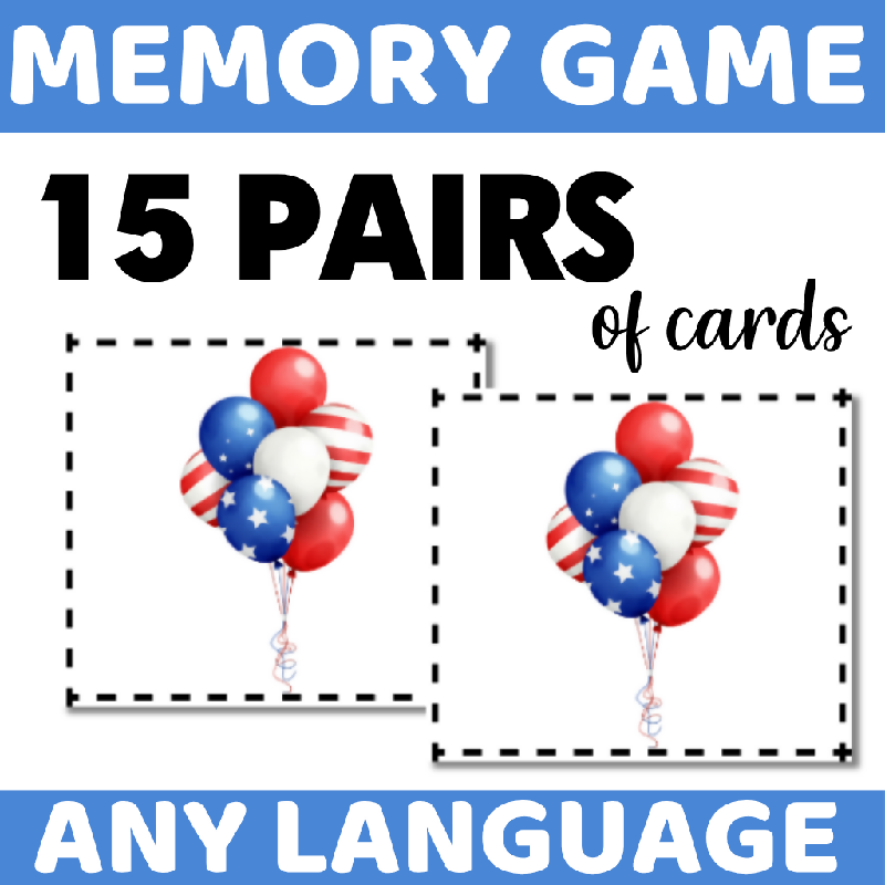 Patriotic Memory Game Ideal for the Fourth of July (4th of July - Independence Day)