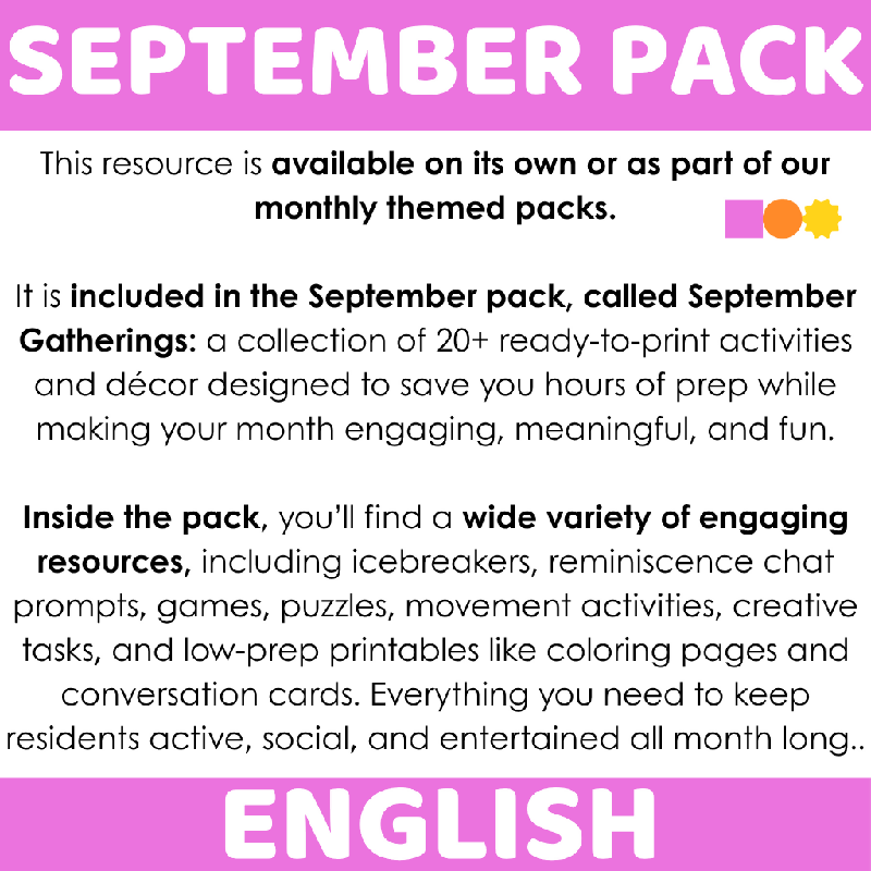 September Postcard Writing Prompts for Seniors | Printable Creative Writing Activity for Elderly Adults and Senior Living - Reminiscence and Writing for Elderly Adults