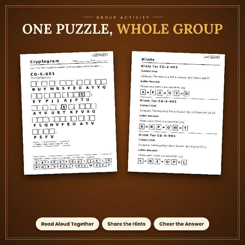 Fall Thanksgiving Cryptograms for Seniors, 50 Extra Large Print Puzzles, Answer Keys, US Letter and A4