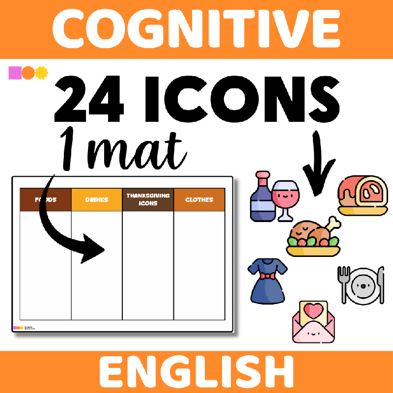 Thanksgiving-Themed Sorting Icons for Seniors | Printable Cognitive Sorting and Classification Activity for Memory Care and Senior Centers - November Theme