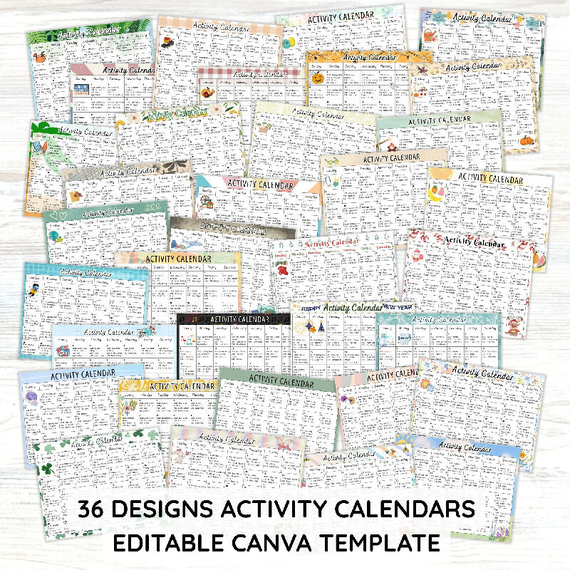 Activity Calendar Canva Template for Recreation Director, Bulletin Board Theme for Long Term Care Senior Living or Day Program