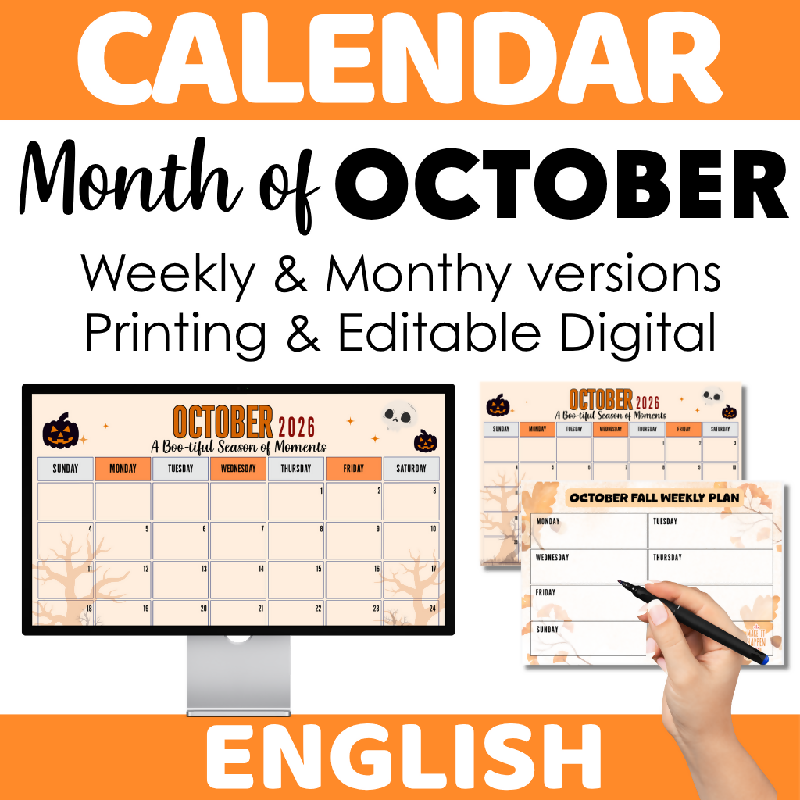 October Activity Director Calendar Kit | Printable & Editable Monthly & Weekly Planning Pages for Activity Directors