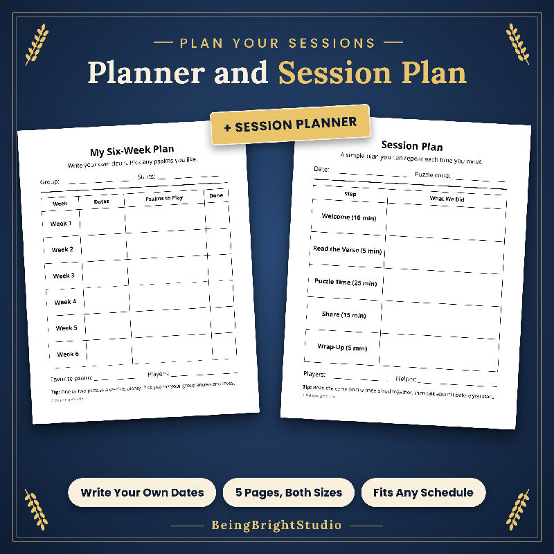 Extra Large Print Psalms Word Fill In for Seniors, 150 Bible Puzzles, KJV, Bonus Planner