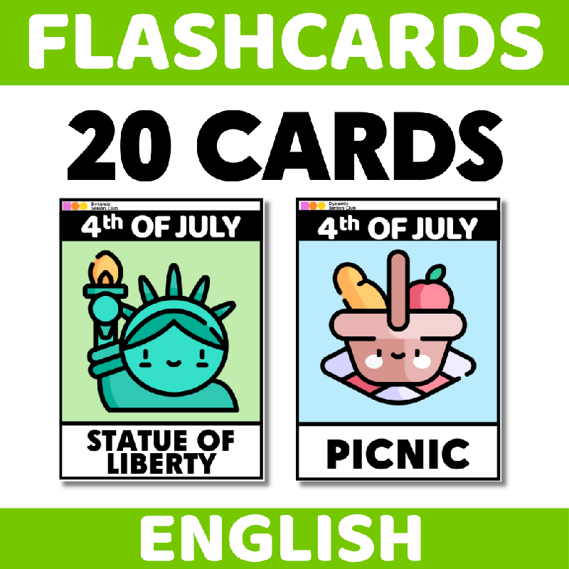 Month of July Flashcards - 4th of July - Independence Day - Fourth of July
