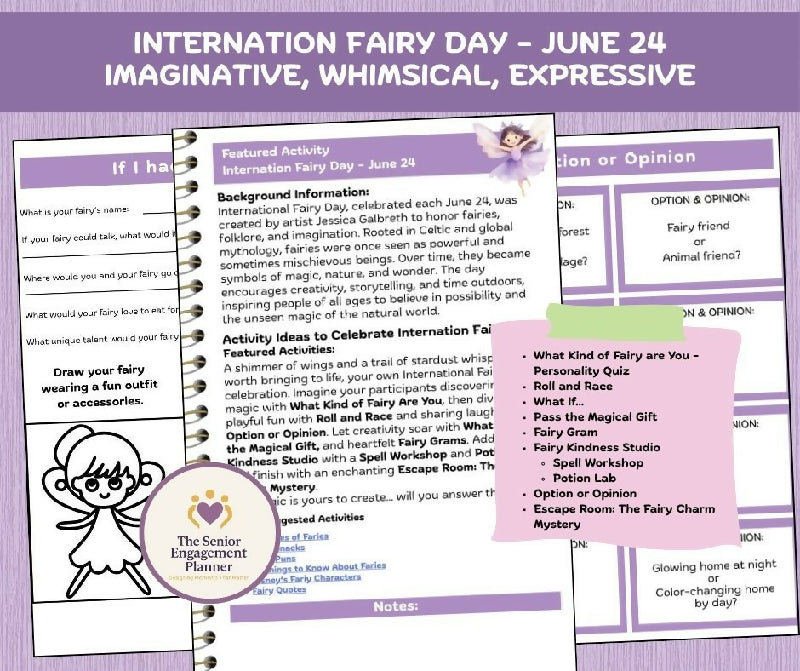 International Fairy Day Activity Bundle for Seniors | Fairy-Themed Games, Creativity & Engagement Program for Activity Directors