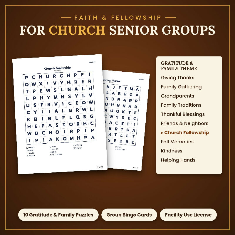 Fall Thanksgiving Word Search for Seniors, 50 Extra Large Print Puzzles, Bingo Bonus, US Letter and A4