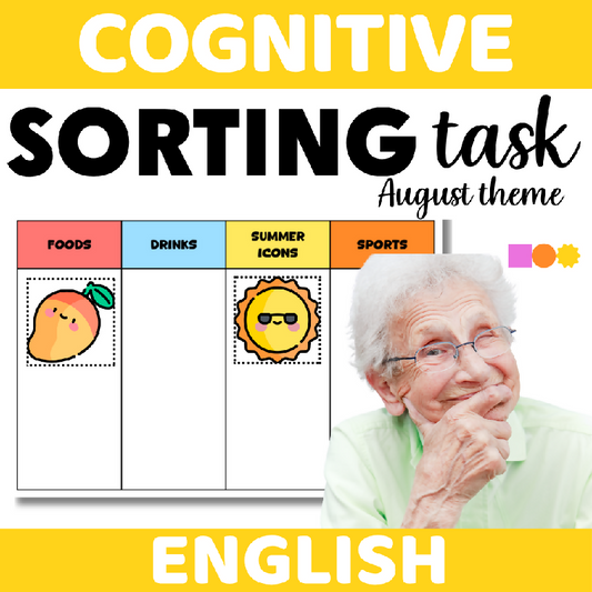 August-Themed Sorting Icons for Seniors | Printable Cognitive Sorting and Classification Activity for Memory Care and Senior Centers