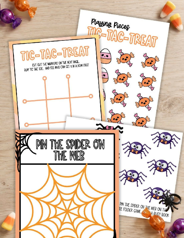 Halloween Tic Tac Toe Candy Theme Game, Pin the Spider on the Web (Pin the Tail Game) Easy Halloween Activities