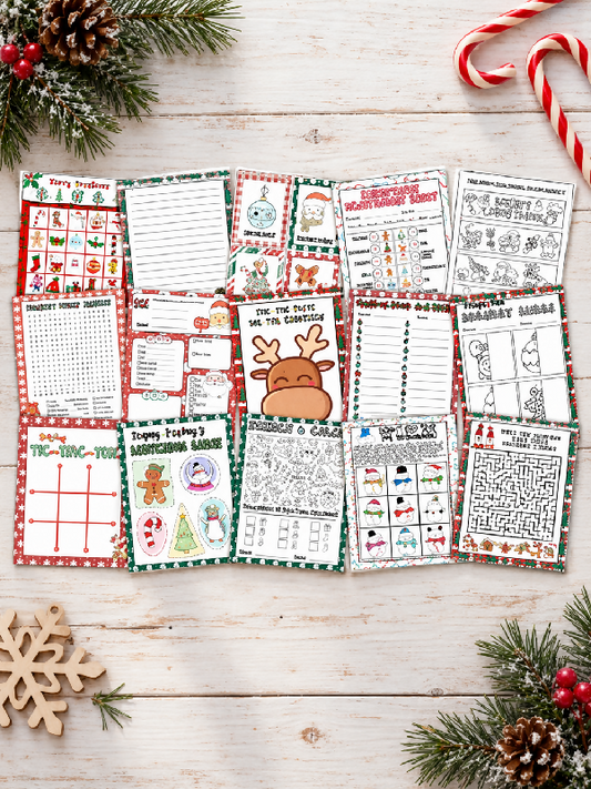 Christmas Activity Bundle, Left Right Party Games, Word Puzzles & Mazes, Don't Eat Pete, Scavenger Matching Cards, Stationary, Bookmarks & More