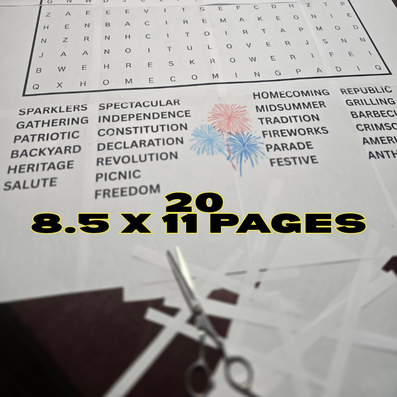 Giant 4th of July Word Search Puzzle Poster | Enlarged Word Search Puzzle | Senior Activity Program