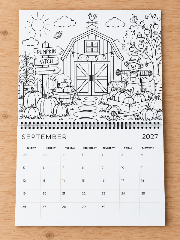 2027 Color Your Own Calendar, DIY Make Your Own 12 Month Wall Calendar, Great Gift to Give to Families