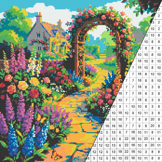 Spring Cottage Garden Collaborative Color by Number | Giant Group Activity Poster | Seasonal Activity | Watercolor Style
