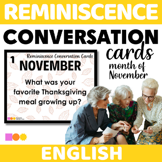 Thanksgiving Reminiscence Conversation Cards for Seniors | Gratitude Discussion Prompts for Memory Care & Engagement | Life Story Sharing Conversation Cards