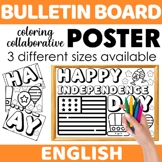 Collaborative 4th of July Coloring Poster - Independence Day Bulletin Board to Assemble - Fourth of July Decor