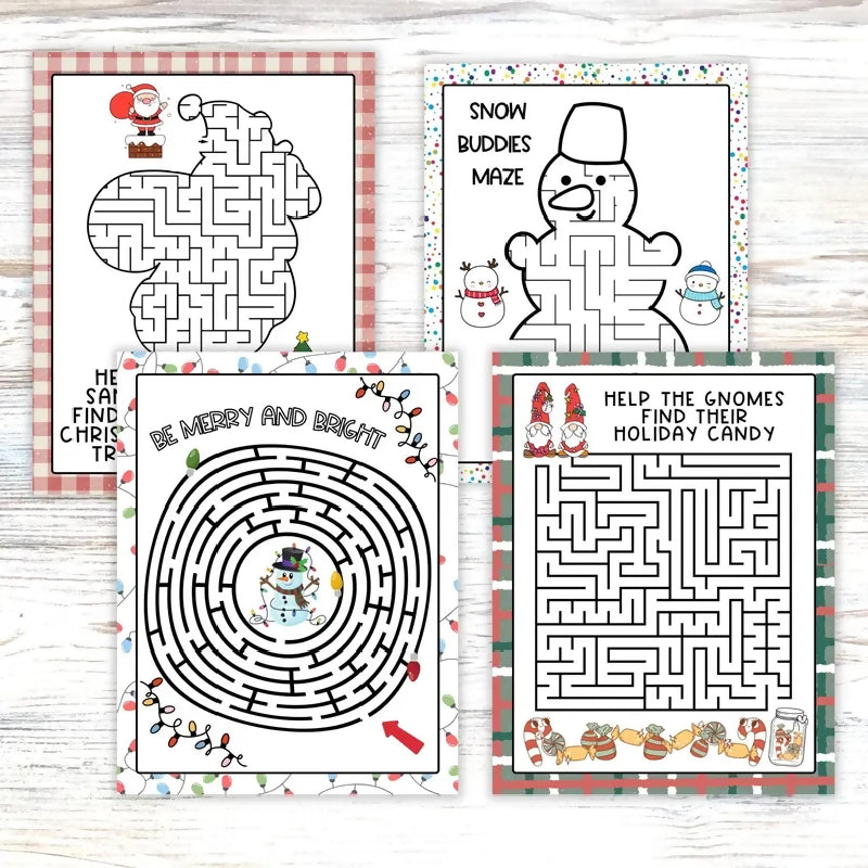 Christmas Mazes Printable 7 Pack, Holiday Puzzles Christmas Activities for 1:1, Independent Leisure