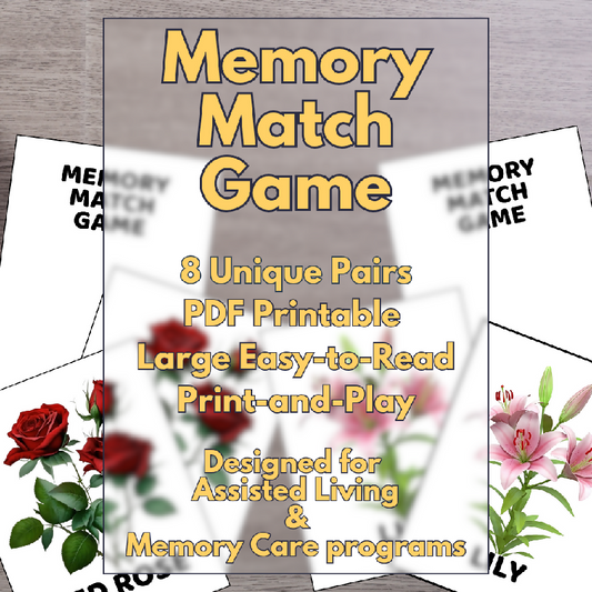 Flower Memory Match Game for Seniors | Memory Care Printable Activity