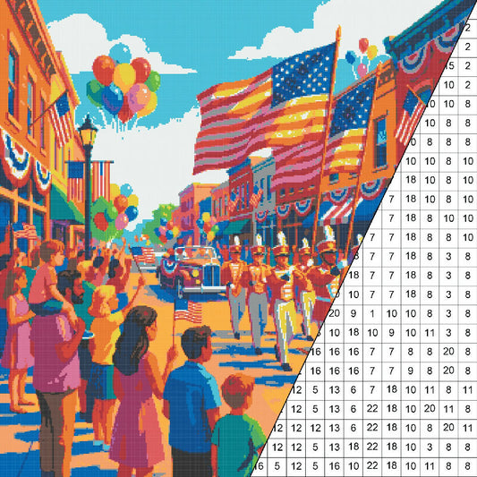Fourth of July Parade Collaborative Color by Number | Giant Group Activity Poster | Patriotic Activity | Watercolor Style