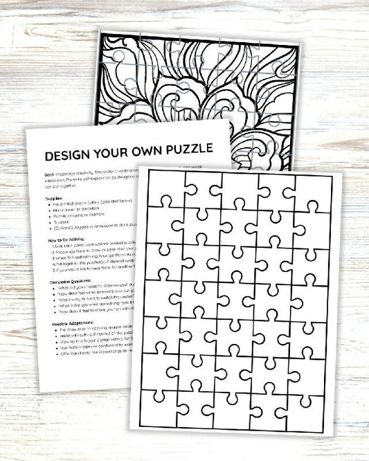 Design Your Own Puzzle Printable: DIY Puzzle Templates with Therapeutic Protocol for Adult Group Activities