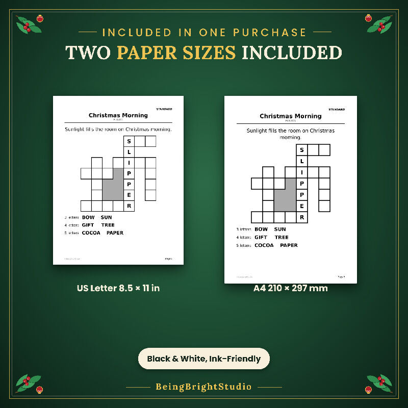Extra Large Print Christmas Word Fill In for Seniors, 100 Printable Puzzles, Bonus Planner