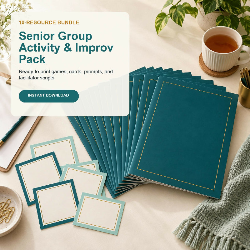 Group Storytelling Circle Kit for Seniors — 20 Story Starters, Facilitation Guide, Printable Activity