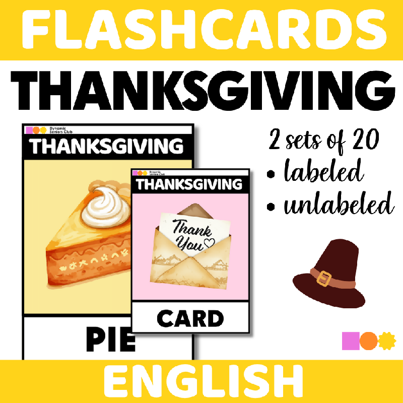 Thanksgiving-Themed Flashcards for Seniors | Printable Cognitive Stimulation Activity for Elderly Adults and Senior Living