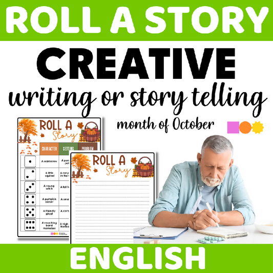 Roll a Story: October Themed Storytelling Activity for Seniors | Fall / Autumn Creative Writing Game