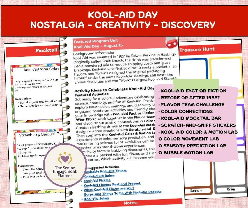 Kool-Aid Day Activity Bundle for Seniors | Summer Engagement Activities, Trivia, Games & Hands-On Programming