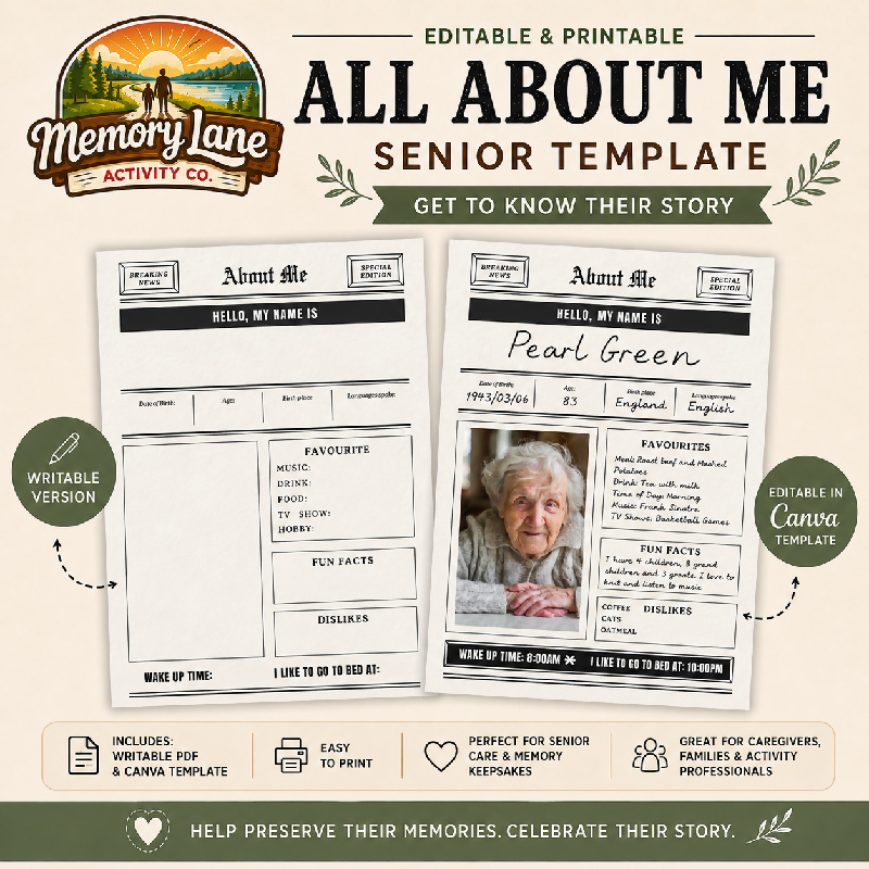 All About Me Template | Printable & Editable Canva Version | Instant Download