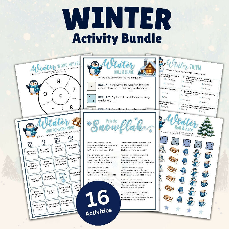 Winter Activity Bundle for Seniors – 16 Easy Low Prep Winter Games