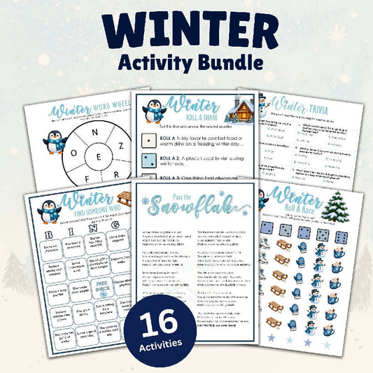 Winter Activity Bundle for Seniors – 16 Easy Low Prep Winter Games