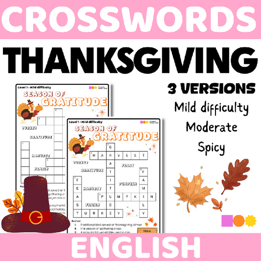 Thanksgiving Season Crossword Puzzles for Seniors | November-Themed Printable Brain Activities for Fine Motor & Cognitive Practice for Older Adults - Autumn-Themed
