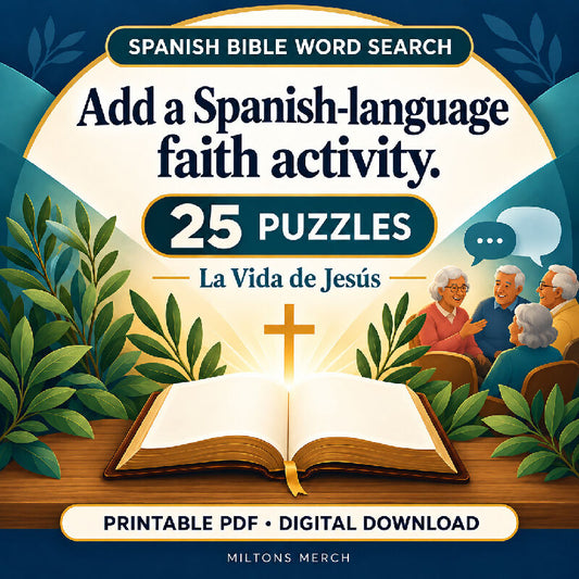 Spanish Bible Word Search — La Vida de Jesús | 25 Large Print Puzzles, PDF