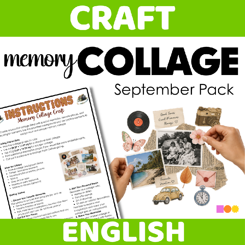Memory Collage Craft for Seniors | Printable Easy Crafting Activity for Elderly Adults and Senior Living - Personal Collage