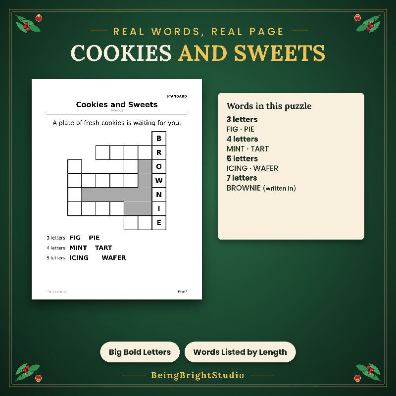 Extra Large Print Christmas Word Fill In for Seniors, 100 Printable Puzzles, Bonus Planner