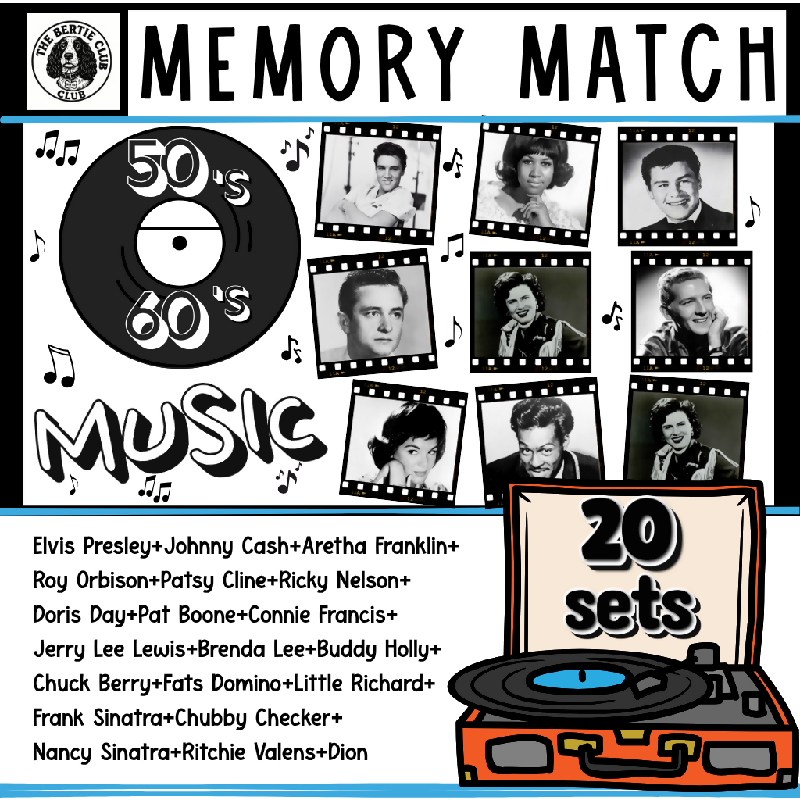 50s & 60s Music Legends Memory Match & Concentration