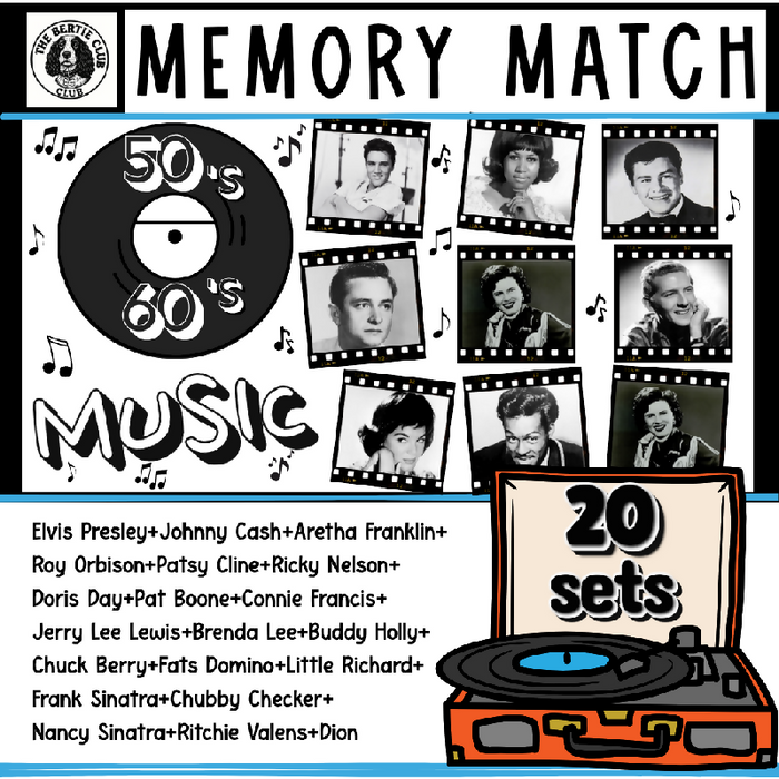 50s & 60s Music Legends Memory Match & Concentration