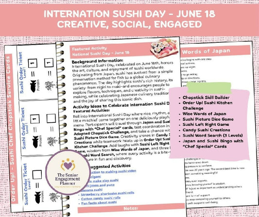 International Sushi Day Activity Bundle for Seniors | Done-for-You Japanese-Themed Games, Trivia & Social Engagement Program