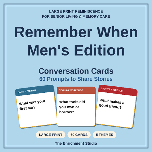 Remember When Men's Edition: Large Print Conversation Cards for Senior Living and Memory Care