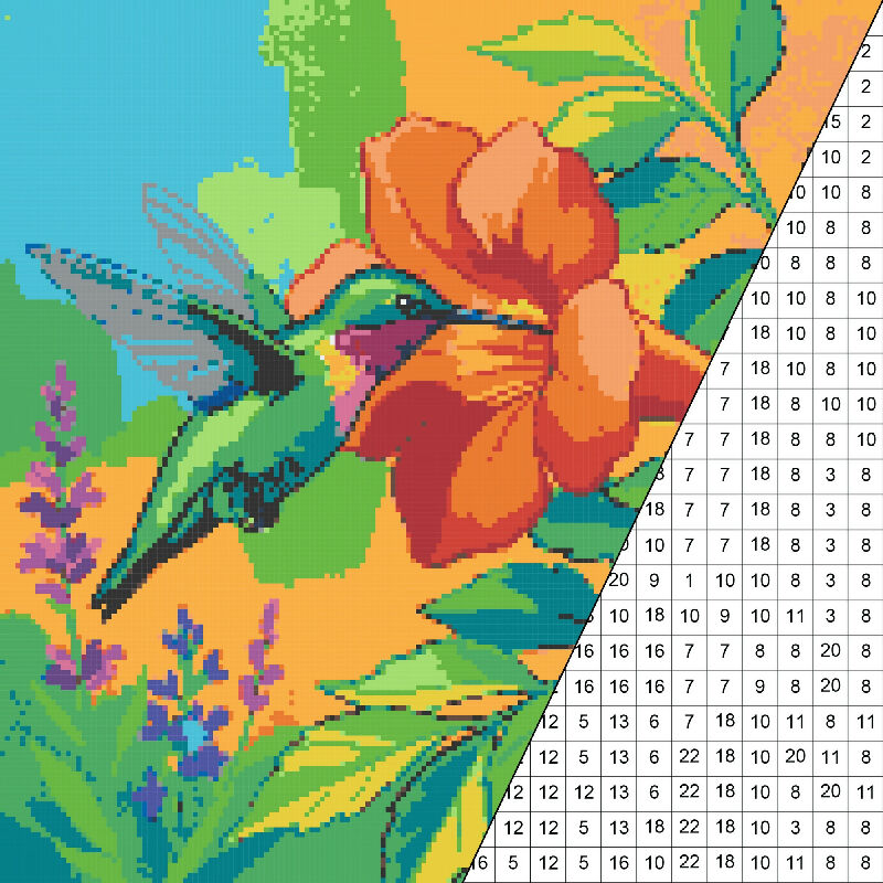 Hummingbird and Flower Collaborative Color by Number | Giant Group Act ...