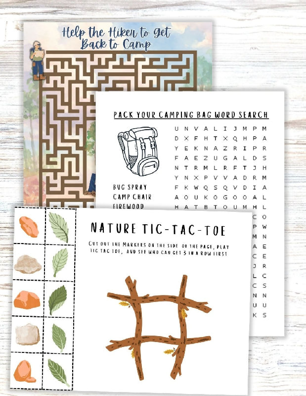 Woodland Adventure Activity Bundle: Printable No Prep Activities, Bingo Boards & Playing Cards , Multiple Campfire Games, Additional Activity Ideas, Bring the Campsite to Senior Living Themed Activities