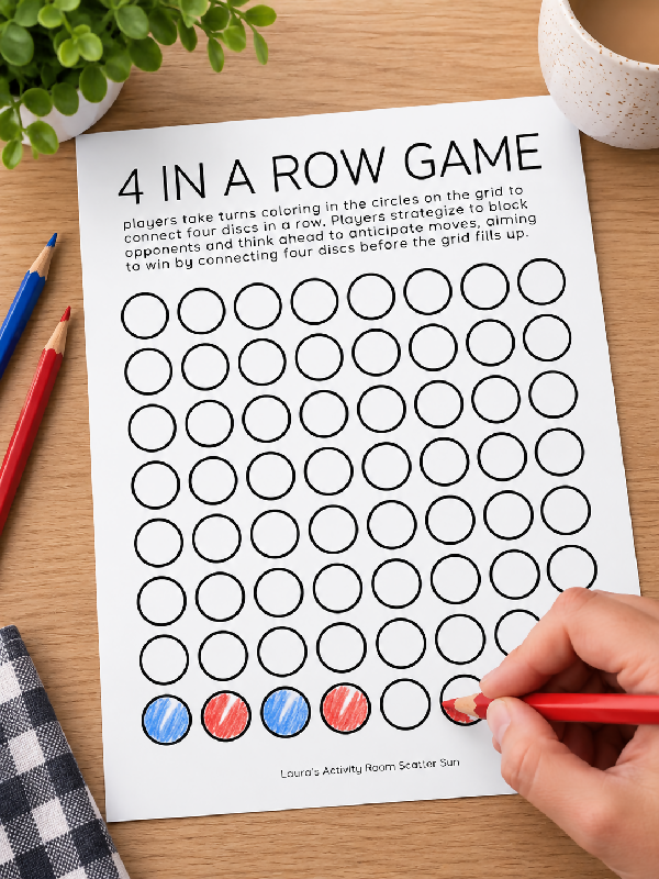 FREE RESOURCE - Printable Dots and Boxes Board, 4 in a Row Board - Printable Games for 1:1 Activities or Peer Leisure Activities