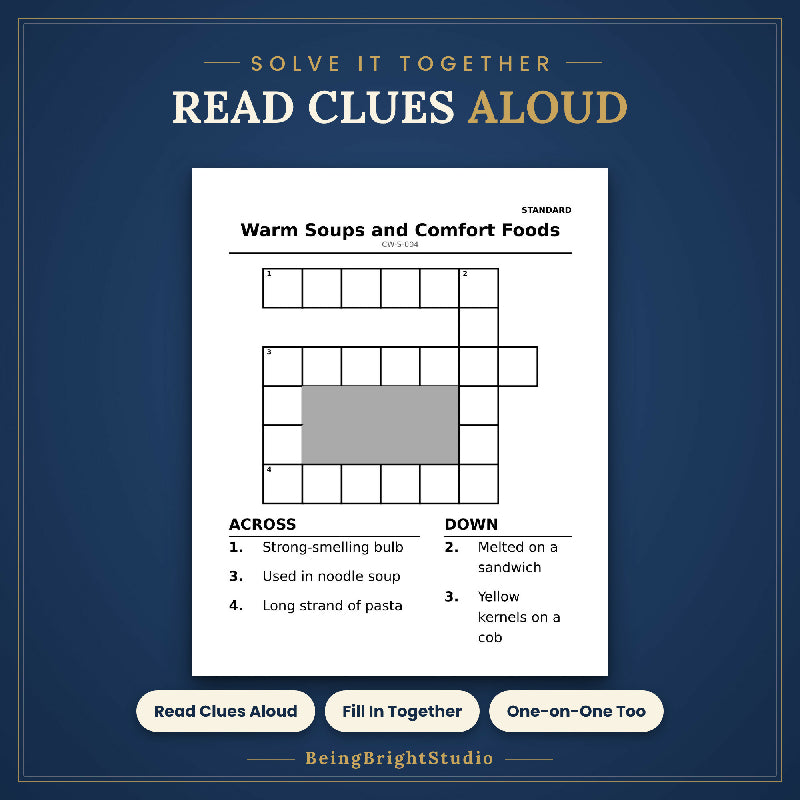 Winter Crossword Puzzles for Seniors, 50 Extra Large Print Pages, Group Activity, Answer Keys