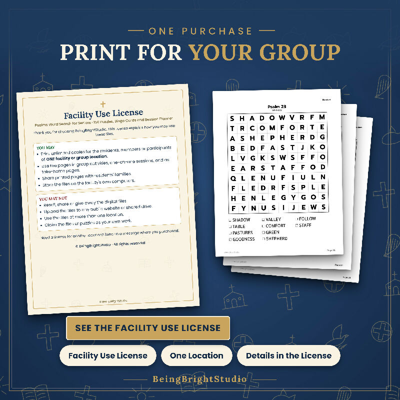 Psalms Word Search for Seniors, 150 Extra Large Print Puzzles for Activity Directors and Church Groups, Bingo and Planner