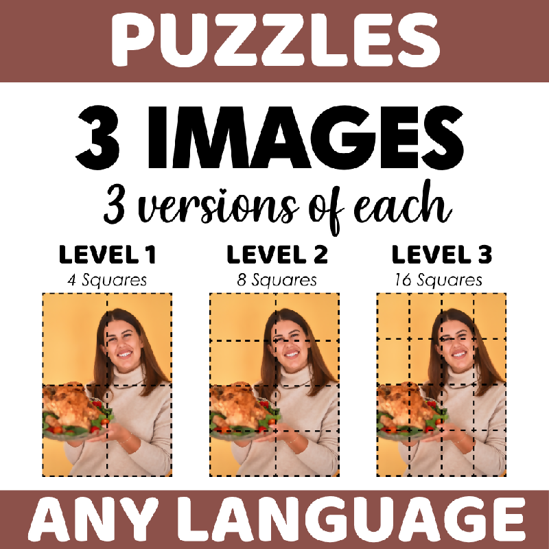 Printable November Image Puzzles for Seniors - Cognitive Stimulation Activity with Seasonal Pictures for Assisted Living - Brain Games for Cognitive Practice and Engagement Thanksgiving Themed
