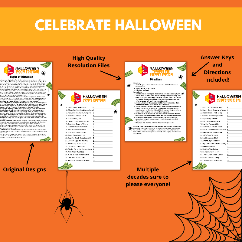 Halloween Through the Decades | Guess the Price Printable Games for Seniors