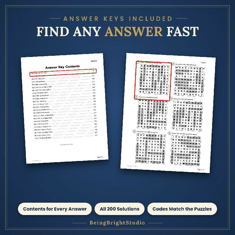 Extra Large Print Word Search for Seniors, 200 Printable Puzzles, Bingo Bonus, US Letter and A4