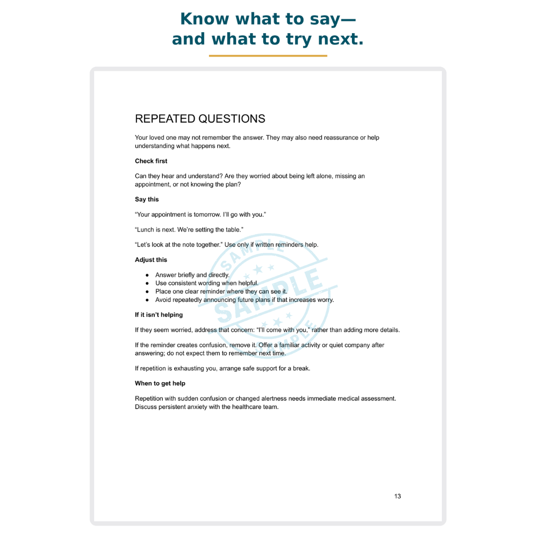 What Do I Say Now? A Dementia Communication Guide for Family Caregivers