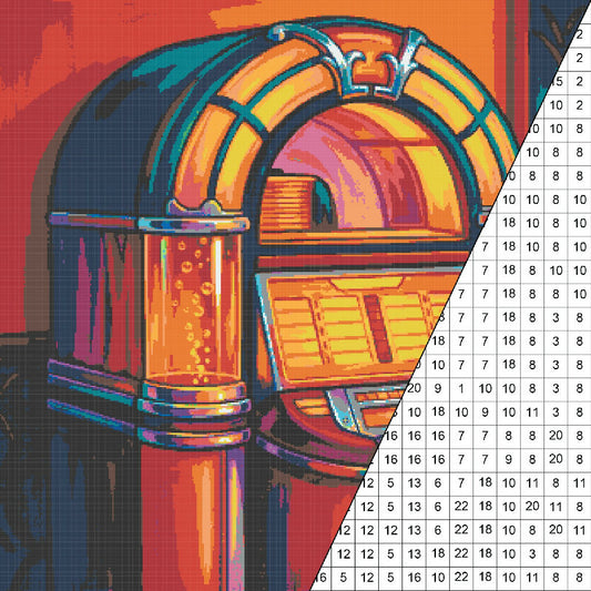 Vintage Jukebox Collaborative Color by Number | Giant Group Activity Poster | Nostalgia Activity | Watercolor Style